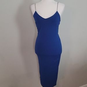 Blue slip on stretch dress
